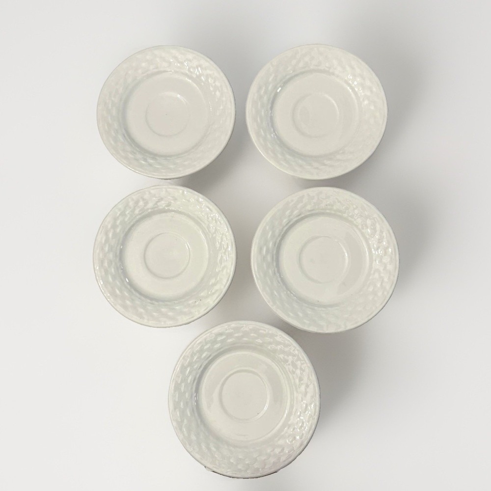 Gibson Set of 5 Basketweave Ivory Cream Colored Saucers Embossed Rim EXCELLENT
